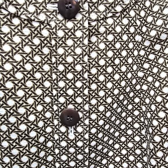 Talbots Geometric Print Button Front Swing Jacket Blazer Office Brown Cream 14 - Picture 3 of 6